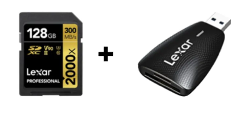 Lexar 128GB GOLD V90 2000x Professional UHS-II SDHC and 2-in-1 LRW450 Reader